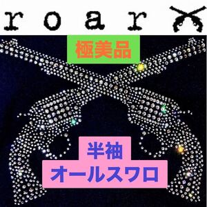 極美品 roar オールスワロフスキー 半袖 Tシャツ 3 ロアー roarguns Swarovski ルード系 バイカーファッション 総スワロ 黒 black Y2K 00s