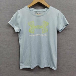 Z915 UNDER ARMOUR アンダーアーマー スポーツ ウェア Tシャツ インナー ライト ブルー 半袖 レディース サイズ S M ロゴ ランニング