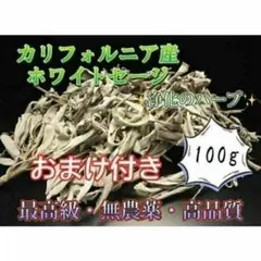 最安値 ホワイトセージ お香 枝付 リーフ浄化 カリフォルニア産 高品質100g