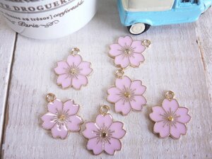 チャーム　桜　さくら　お花　6個入　( #1745)　ピンク　ペンダントヘッド　ファスナートップ　手芸　パーツ　ハンドメイド　材料