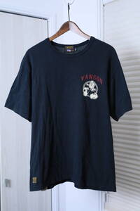 ★vanson×POPEYE バンソン×ポパイ コラボ プリント半袖Tシャツ　　古着ユーズド男性メンズXL黒ブラック服トップス中古バイカー