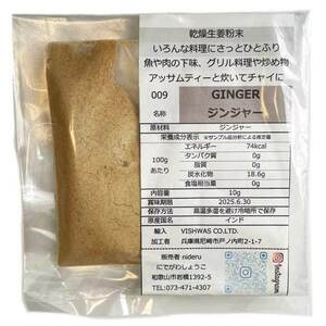 ジンジャー パウダー ginger powder 小袋 10g カレースパイス 生姜粉末 生姜パウダー