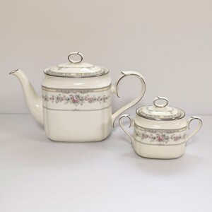 Noritake ノリタケ ボーンチャイナ アラジンランプ印 9729 ティーポット&シュガーポット２点セット 花柄 稀少【中古品】xy520372