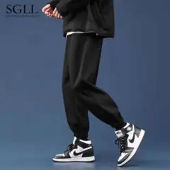 【即購入OK】スウェット ジョガーパンツ XL ストリート 黒 裾リブ ブラック