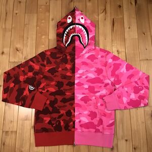 ★新品★ Pink × Red camo shark full zip hoodie Lサイズ a bathing ape bape シャーク パーカー エイプ ベイプ アベイシングエイプ v222