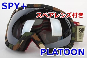 SPY PLATOON カモフラージュ柄フレーム グレー系レンズ スノーゴーグル スペアレンズ付き フレキシブルフレーム 迷彩柄 スパイ R2402-094