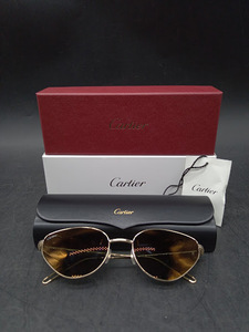 ▽ 【265】 カルティエ サングラス CT0155S-001 / Cartier アイウェア Eyewear 眼鏡 フォックス フレーム