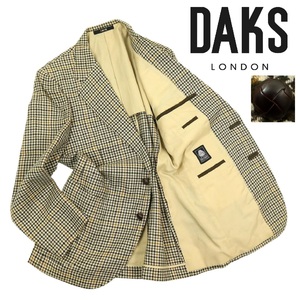 【B3197】【美品】DAKS ダックス テーラードジャケット ウールジャケット 背抜き 千鳥格子 胡桃ボタン サイズ170