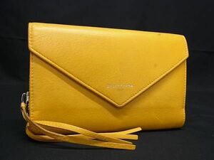 1円 BALENCIAGA バレンシアガ 371661 ペーパーマニー レザー 二つ折り 長財布 ウォレット 小銭入れ 札入れ カード入れ イエロー系 AX7081