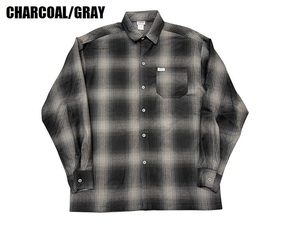 シャツ ブラウス メンズ CalTop キャルトップ FLANNEL 長袖チェックシャツ ネルシャツ オンブレ フランネル ビッグサイズ チャコール