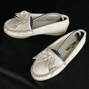 ミネトンカ/minnetonka★本革/ローファー/モカシン【5/22.0程度/白/WHITE】ビジネス/dress shoes◆C-168