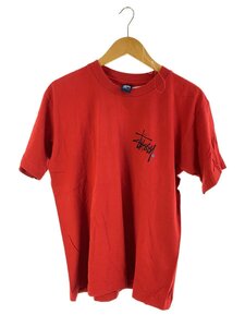 STUSSY◆90s/バックプリント/紺タグ/USA製/Tシャツ/M/コットン/RED