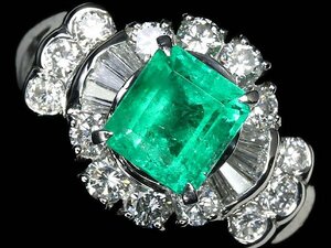 RL13142D【1円～】新品仕上【RK宝石】≪Emerald≫ 極上エメラルド 大粒1.26ct 極上ダイヤモンド 総計0.78ct Pt900 超高級リング ダイヤ