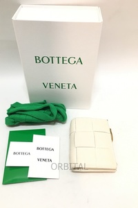 経堂) ボッテガヴェネタ BOTTEGA VENETA スモールカセット 二つ折り ファスナー ウォレット イントレチャート 定価8万