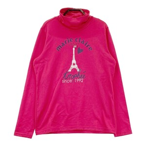 marie claire sport マリクレール スポール ハイネック長袖 Tシャツ エッフェル塔柄 ピンク系 L [240101244152] ゴルフウェア レディース