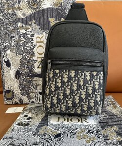 【極美品】クリスチャン・ディオール Christian Dior バッグ メンズ クロスボディバッグ グッチシマ ブラック ショルダーバッグ レザー