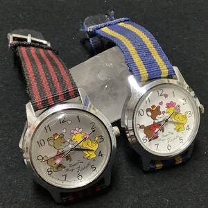 【希少ビンテージ！昭和レトロ、稼働品】セイコー SEIKO ディズニータイム ボンゴ&ルルベル 手巻き 機械式 キャラクター 腕時計 2本セット