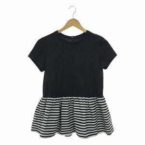 BORDERS at BALCONY / ボーダーズアットバルコニー | PEPLUM TEE ペプラム カットソー | 36 | ブラック/ホワイト | レディース