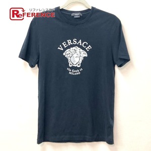 VERSACE ヴェルサーチ メデューサ ロゴ トップス アパレル 半袖Ｔシャツ ブラック メンズ【中古】