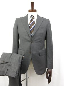 超美品【麻布テーラー azabu tailor】 REDA生地 Super130’S シングル2Bスーツ (メンズ) 38/070 チャコールグレー チェック柄 □33RMS9889