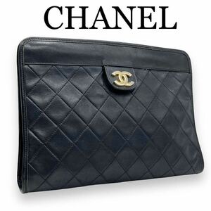 ★【良品】CHANEL シャネル　ココマーク　マトラッセ　クラッチバッグ　セカンドバッグ　ヴィンテージ　ブラック　黒　レザー　★