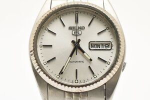 稼働品 セイコー ファイブ デイデイト ラウンド シルバー 裏スケ 7S26-0500 自動巻き メンズ 腕時計 SEIKO