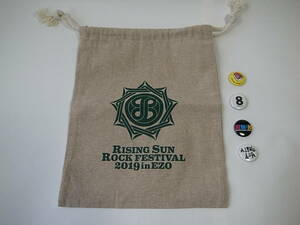 ■記念品グッズ RSR RISING SUN ROCK FESTIVAL 2019 in EZO 巾着＋缶バッジ 未使用 美品