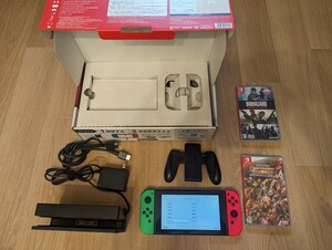 送料無料 初期化済 ニンテンドースイッチ 任天堂 Nintendo Switch 本体 hac-001 ジョイコン緑変更　カセット2本おまけ付き　動作品　