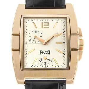 【本物保証】 新品同様 ピアジェ PIAGET アップストリーム メンズ 自動巻き オートマ 腕時計 クロノグラフ シルバー文字盤 希少 レア