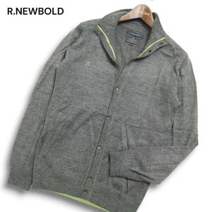 R.NEWBOLD ポールスミス 秋冬 ウール★ ロゴ刺繍 スタンドカラー ニット カーディガン Sz.M　メンズ グレー　C4T10483_B#K