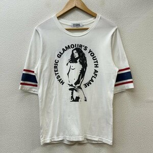 ヒステリックグラマー 0214CT17 YOUTH AFLAME ヒスガール ロゴ スリーブライン 五分袖 Tシャツ Tシャツ S 白 / ホワイト