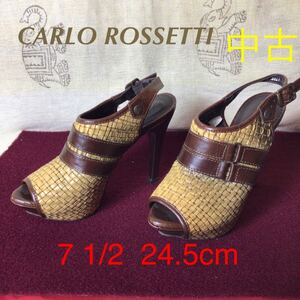 【売り切り!送料無料!】A-97 CARLO ROSSETTI!7 1/2!24.5cm!ウェッジサンダル !ヒール!中古!