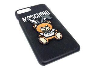 ■美品■ MOSCHINO モスキーノ プレイボーイコラボ キャンバス クマ iPhone6/7対応 アイフォンケース スマホケース ブラック系 DE4640