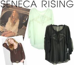 ★新品★ [SENECA RISING/セネカライジング]MONROE TUNIC チュニック シフォン シャツ 無地 リボン (DEW / size 2)