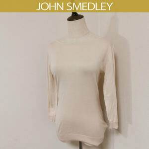 JOHN SMEDLEY ジョンスメドレー シーアイランドコットン 長袖 カットソー Sサイズ 淡いベージュ 生成り イギリス製