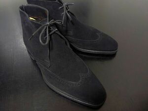 美品 使用回数少 クロケット＆ジョーンズ 5.5E CROCKETT&JONES 「CHILHAM」ハンドグレードライン チャッカシューズ 黒 8391