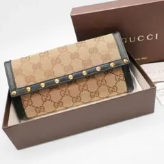 正規品 グッチ Gucci 財布 GGキャンバス スタッズ 箱 カード 包装紙等