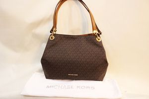 新品 MICHAEL KORS/マイケルコース RAVEN LG SHLDR TOTE レイヴン ラージショルダートート シグネチャー ブラウン モノグラム バッグ