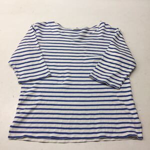 送料無料★HARE ハレ★ボーダーカットソー 7分袖Tシャツ★メンズ Sサイズ★ホワイト×ブルー★トップス#21009sj63