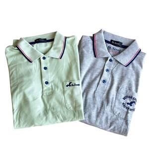 【大きいサイズ】2枚セット★St.Scott セントスコット 半袖 ポロシャツ ゴルフウェア ロゴ刺繍 3L 薄グリーン/グレー メンズ