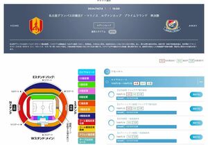 名古屋グランパス vs 横浜マリノス　ルヴァンカップ準決勝　10/13（日）ロイヤルシート2枚セット　連番　北側　W04ブロック