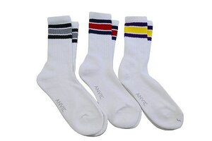 JB即決 ANVIL アンビル US COTTON CREW SOCKS クルーソックス ラインソックス 3足セット 白 ホワイト WHITE 3足組 新品 USA