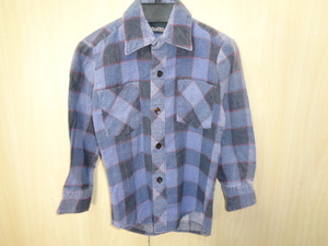 b477◆90s Timber Ridge チェック フランネルシャツ◆ティンバ―リッジ size5 子供服 ネイビー系 ポリコットン素材 ゆうパケット発送 5B