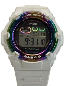 CASIO◆ソーラー腕時計_BABY-G/デジタル/WHT