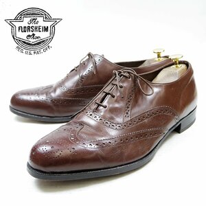 10-1/2 3E表記　28.5㎝相当　Florsheim フローシャイム　ウィングチップドレスシューズ　メダリオン　ブラウン　茶/24.1.10/U9858