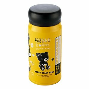 RW Reach Will 軽量 水筒 HAPPY BLACK BEAR (350ml / イエロー) お洒落 マグボトル (保温/保冷)