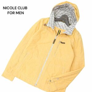 NICOLE CLUB FOR MEN ニコルクラブ フォーメン チェック使い★ ジップ フーディー ブルゾン ジャケット Sz.48　メンズ　C4T06998_7#O