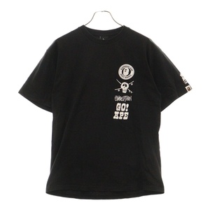 STUSSY ステューシー 2010年 ×A BATHING APE MULTI ICON TEE アベイシングエイプ 30周年記念マルチアイコン半袖Tシャツ ブラック