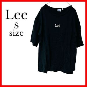 【Lee】美品 サイズ155 Sサイズ ロゴ刺繍 ブラック 半袖 Tシャツ シンプルデザイン カジュアル メンズ レディース ユニセックス ストリート