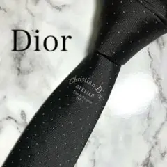 Dior ディオールオム　ネクタイ　黒　アトリエ　CD柄　ナロータイ